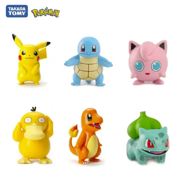 Action Figure Pokémon Kit com 6 Peças Bonecos Colecionáveis PVC Anime Pikachu  Charmander