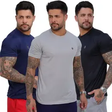 Kit 3 Camiseta Dry Fit Academia Masculina Treino Corrida Esportes Seca Rápido Esportes Exercícios