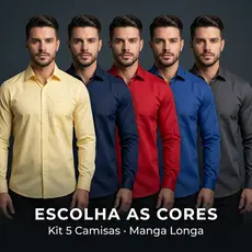Kit 5 Camisa Social Manga Longa Camisa Masculina Social Tecido Não Amassa Camiseta Social Com Bolso