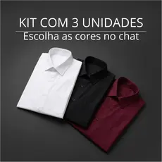 Kit 3 Camisa Social Manga Curta Camisa Masculina Social Tecido Não Amassa Camiseta Social Com Bolso