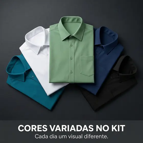 Kit 5 Camisa Social Manga Curta Camisa Masculina Social Tecido Não Amassa Camiseta Social Com Bolso