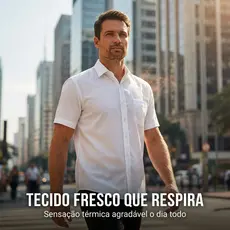 Camisa Social Masculina Manga Curta Amassa Elegante Camisa Social Masculina Elastano