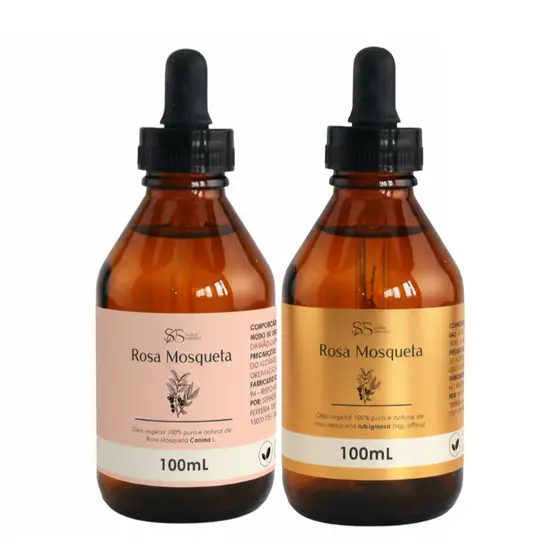 Óleo de Rosa Mosqueta Rubiginosa e canina 100 mL - 100% Puro com Certificado de Qualidade