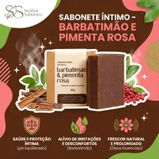 Sabonete Íntimo Feminino Barbatimão Pimenta Rosa Lavanda Artesanal Natural