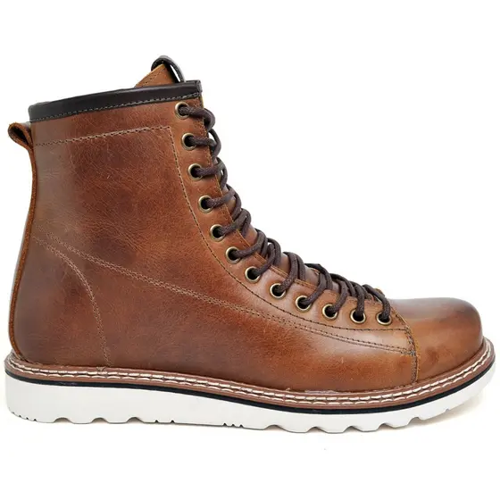 Bota Masculina Coturno Casual Cano Longo Couro Nobre