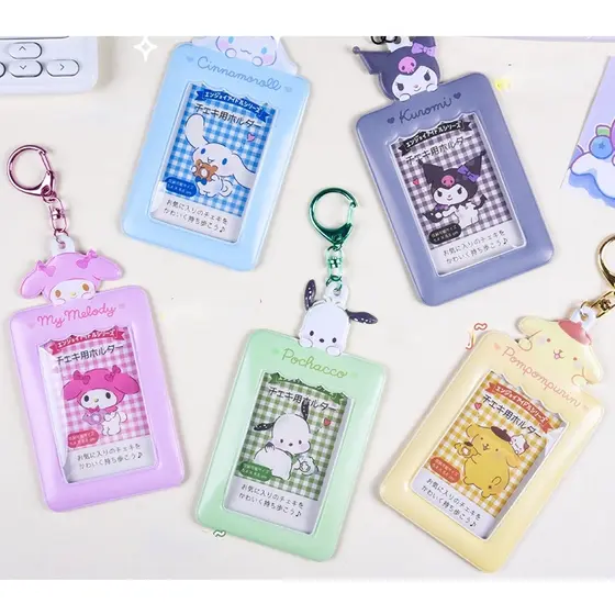 Desenho Animado Cinnamoroll Porta-Cartões De Ônibus Estudantil Love Bean Photo Card Keychain Charme