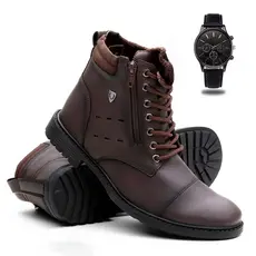 Bota Masculina Casual Coturno Original + Relógio Ponteiro