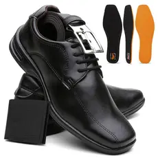 Kit Sapato Social Masculino Ortopédico Máximo Conforto + Cinto e Carteira