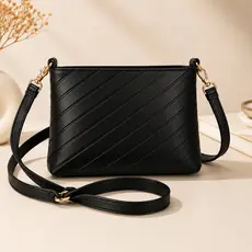 Bolsa Feminina Com Zíper Tiracolo Transversal Pequena com Corrente Moderna e Elegante