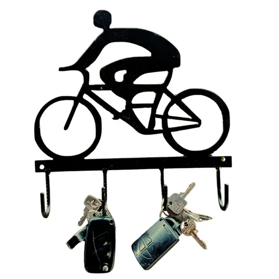 Porta-Chaves e Porta-Medalhas de Parede em Ferro Ciclista Ganchos Reforçados e Pintura Antiferrugem