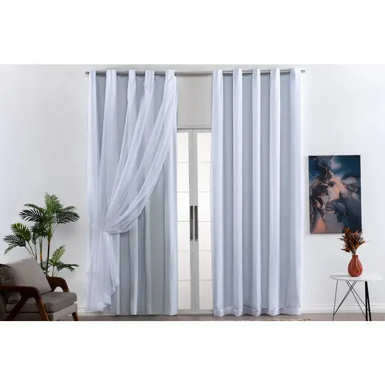 Cortina Sala Quarto Blackout PVC Com Voil 2,80 x 2,40 Promoção