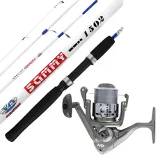 KIT de pesca Vara Molinete Albatroz Sammy 1,50M Molinete MP20 c/Linha