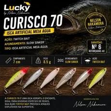 Isca Artificial pesca de meia água Nelson Nakamura original Curisco 70 7cm 8,5g Tucunaré Traíra