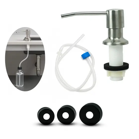 Dispenser Mangueira Dosador Embutir Cuba Pia Galao Flexivel dispensador dosador sabão detergente Cor Prateado