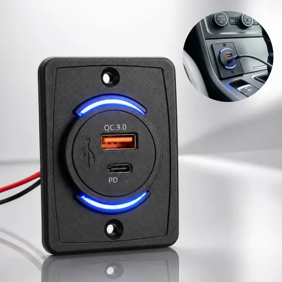 Tomada De Carregador de Carro Duplo USB Adaptador Veicular Painel 12 24v