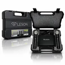 Microfone Sem Fio Duplo Leson Fx1200 Dinâmico Digital Igreja Profissional Uhf Com Maleta