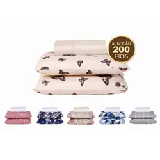 Jogo de Cama Casal 3 Peças Lençol Casal Algodão 200 Fios Lençol ESTAMPADO Lencol Solteiro - Lencol Queen