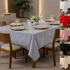 Toalha de Mesa 6 Cadeiras Jaquard Retangular 6 Lugares