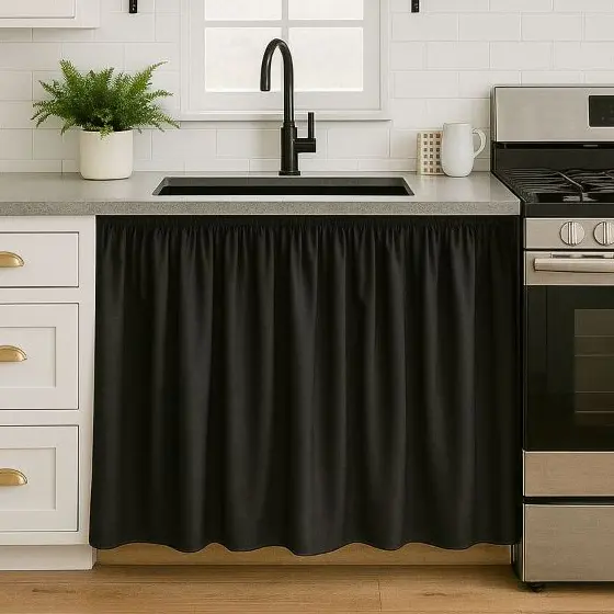 Cortina de Pia Cozinha Tecido Oxford Liso Uma Parte Só 1,40m x 0,80cm Lindas Cores