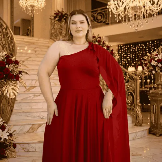 Vestido Plus Size Festa Longo Fenda Lateral  Capa Delicada Madrinha Convidada Casamento GG ao G4