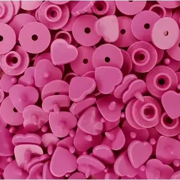 Botão tic tac de pressão plástico Ritas formato coração pacote com 20 conjuntos
