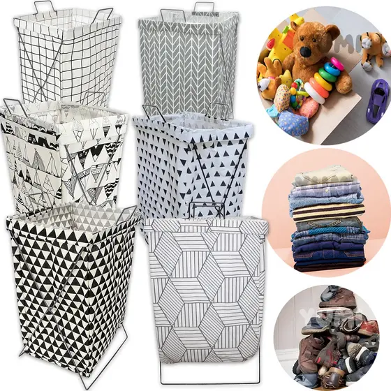 Cesto Saco Organizador Roupa Suja Brinquedos Sapatos Multiuso Dobrável Suporte 35x60 50 Litros