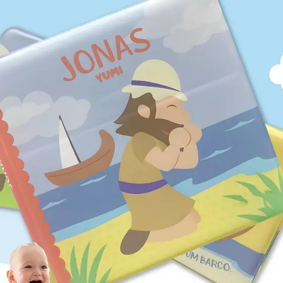 Livro Infantil de Banho Para Bebês Sensorial Jonas - Bíblicos de Banho