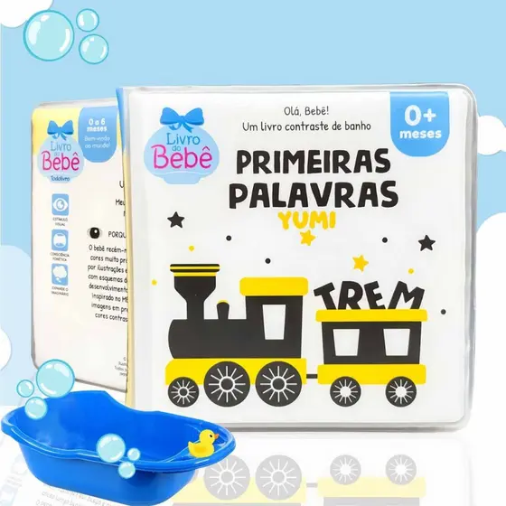 Livros de Banho Para Bebês Primeiras Palavras Alto-Contraste Interativo