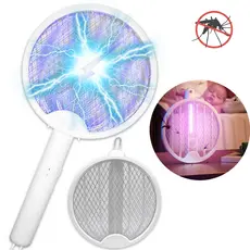 Raquete Eletrica Mata Insetos Recarregavel Mosca Pernilongos Bi Volt USB Dobrável