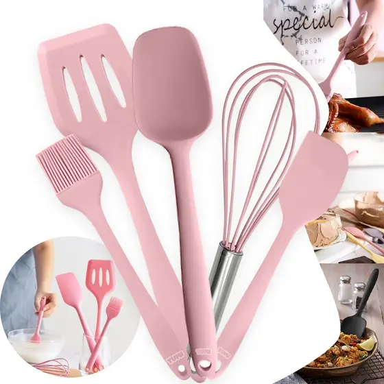 Kit Colheres Silicone 5 Peças Utensílios De Cozinha Atóxico Livre de BPA Colher Espátulas Pincel Fouet