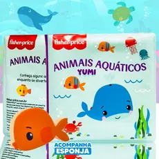 Livro De Banho Didático Fisher-Price Animais Aquáticos - Brinquedo Sensorial De Esponja Macia