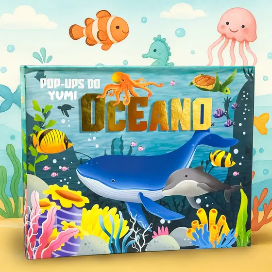 Livro Infantil Pop-Up Oceano 3D | Animais Marinhos Interativos | Capa Dura Livro Educativo