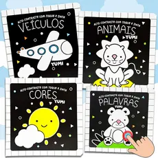Livro Bebê Alto Contraste Interativo: Estímulo Visual Sensorial para Recém-Nascidos 0 a 6 Meses