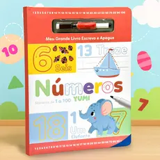Meu Grande Livro Caderno De Caligrafia Infantil Caneta Apagável | Números De 1 A 100 - Edição Premium