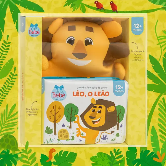 Livrinho Fantoche De Banho Selva Leão | Livro Infantil Educativo Sensorial Para Bebês