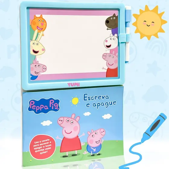 Livro De Caligrafia Apagável Peppa Pig - Alfabetização Com Caneta Mágica Apagável E Lousa Infantil Educativo