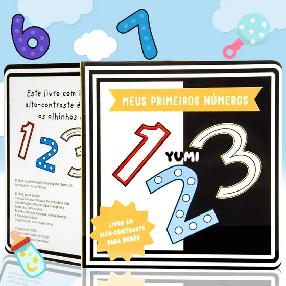 Livro Bebê Alto Contraste Interativo Meus primeiros números: Estímulo Visual Sensorial Para Recém-nascidos Montessori