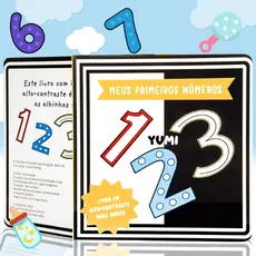 Livro Bebê Alto Contraste Interativo Meus primeiros números: Estímulo Visual Sensorial Para Recém-nascidos Montessori