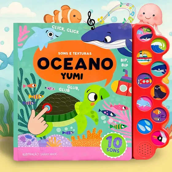 Livro Infantil Bebê Sensorial | Animais Do Oceano Leia E Ouça Interativo Edição Gigante Colecionável