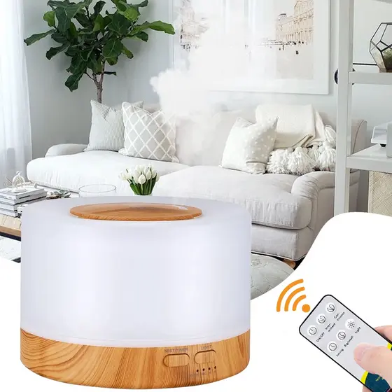 Umidificador Aromatizador De Ambientes Difusor Grande + LED Com Controle Várias Cores