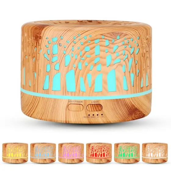 Umidificador Difusor Aromatizador De Ambientes O Maior 700ml Madeira Com Floresta + LED USB