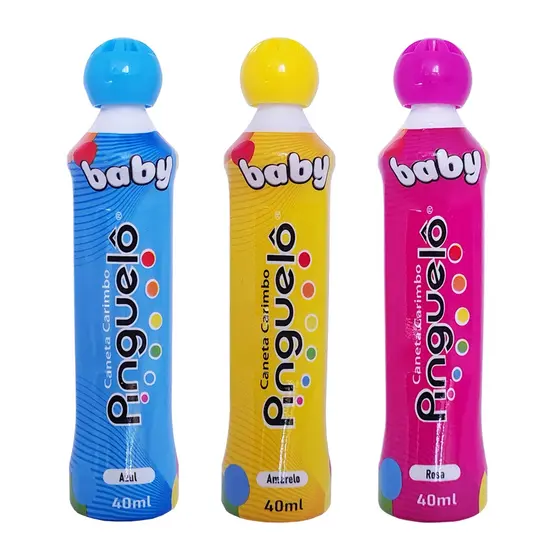 Kit 3 Canetas Carimbo Pinguelo Baby 40ml -  Cores CMIK