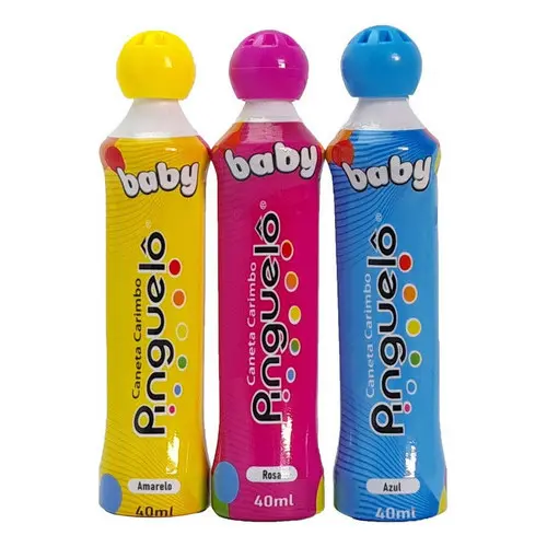 Kit 3 Canetas Carimbo Pinguelo Baby 40ml - Cores Cmik Cor Da Tinta Diversas Cor Do Exterior Diversas