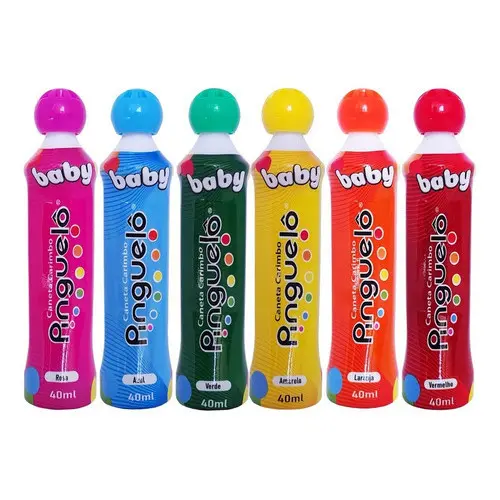 Kit 6 Caneta Carimbo Pinguelô Baby De 40ml Marcador De Bingo