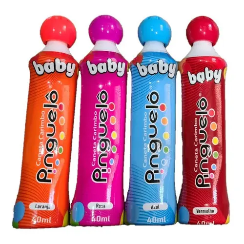 Kit 4 Caneta Carimbo Pinguelô De 40ml Marcador De Bingo Baby