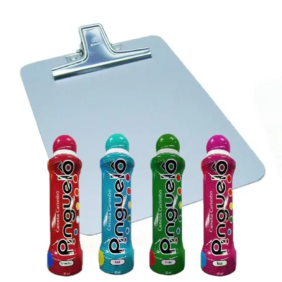 Kit Caneta Carimbo Pinguelô De 80ml Marcador De Bingo + Prancheta