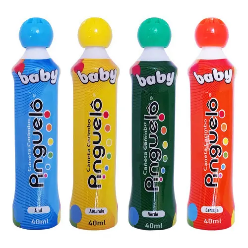 Kit 4 Caneta Carimbo Pinguelô Baby 40ml Canetas Pedagógicas