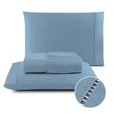 Kit Lencol Jogo De Cama Berço/Solteiro /Casal/Queen/King 400 Fios Micropercal com Ponto Palito