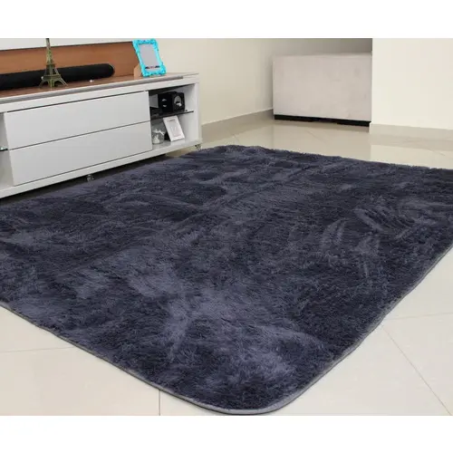 Tapete Felpudo 40mm Para Sala E Quarto 2.40 x 2.00 Cinza Chumbo Liso Luxo