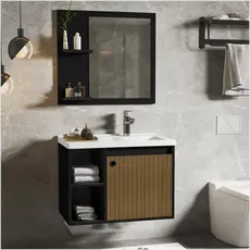 Gabinete Banheiro 60cm com Espelheira e Cuba Embutida – Várias Cores, Moderno e Completo